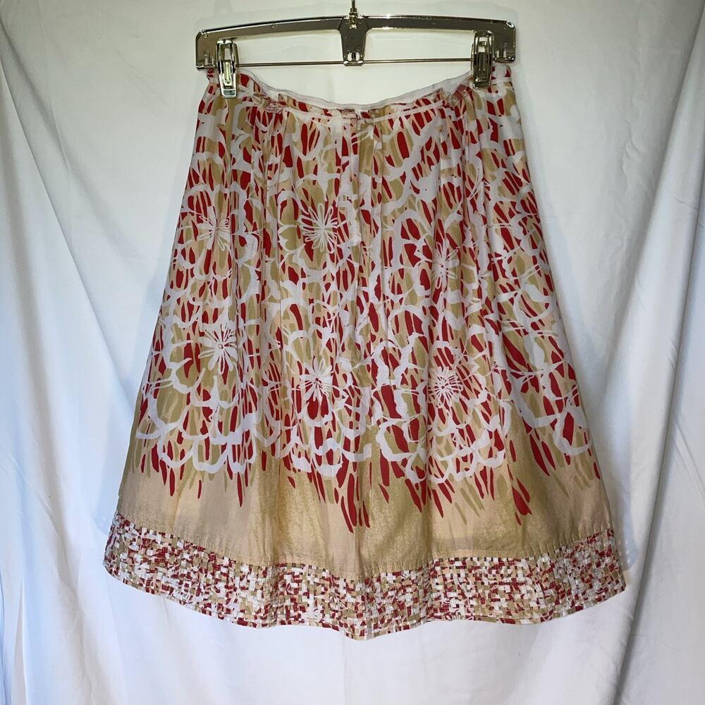 Think Tank Floral Lattice Cut Out Hem Pleated Side Zip A Line Cottagecore Sz 10